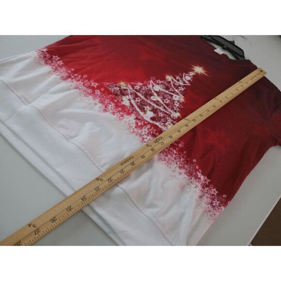 Women's Red & White Lighted Tree Lightweight Crewneck Sweatshirt S - Picture 8 of 10